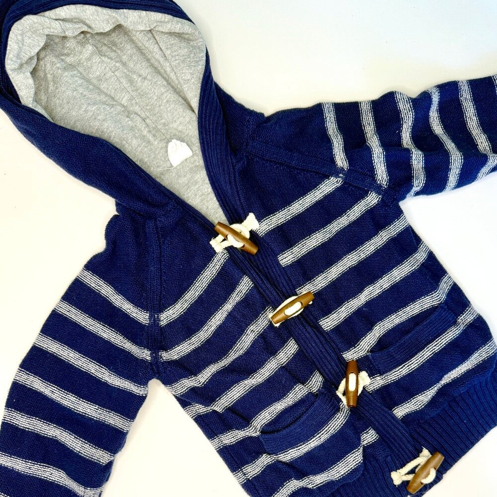 Baby Gap Blue & White Striped Toggle Cardigan Sweater